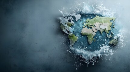 Poster - Detailed Infographic Illustrating Global Water Stress Levels Showcasing Countries Consuming More Water Than Their Available Renewable Water Resources on an Isolated Background