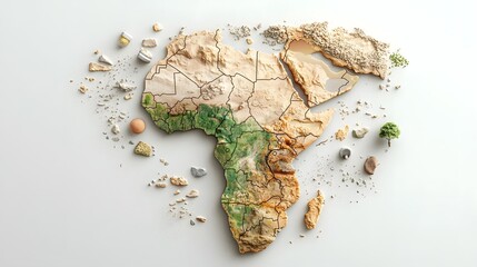 Poster - Detailed Infographic Map of Africa Highlighting Regions Most Affected by Water Scarcity and Lack of Sanitation on Isolated Background
