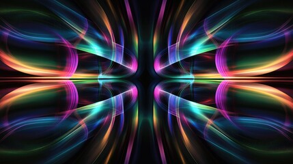 Poster - An abstract background with a futuristic feel, combining neon colors and glowing lines against a dark backdrop, creating a high-tech and modern aesthetic.