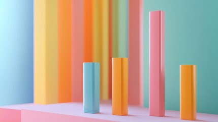 Fototapete - A close-up of a D bar chart with highlighted bars and data labels, set against a clean, minimalistic background to emphasize the key data points.