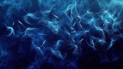 Poster - Abstract Blue Particle Background, Dark Texture with Glowing Energy