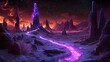 © Artajar - Ethereal landscape with glowing pathways abstract fantasy world horizon and digital art alien terrain cosmic vista background