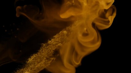 Poster - Abstract dynamic cloud of dust particles dispersing against black background in explosion