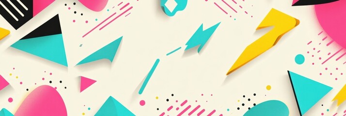 Poster - Colorful geometric shapes and patterns create a vibrant abstract design on a light background. Generative AI
