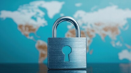 Poster - Global Security Concept with Lock Symbolizing Protection of Information and Data Privacy Worldwide