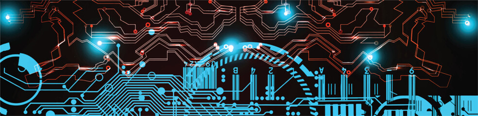Wall Mural - Abstract  futuristic cyber technology background. Sci-fi circuit design. Blueprint on old grungy surface. Futuristic technology design. Cyber punk backdrop	