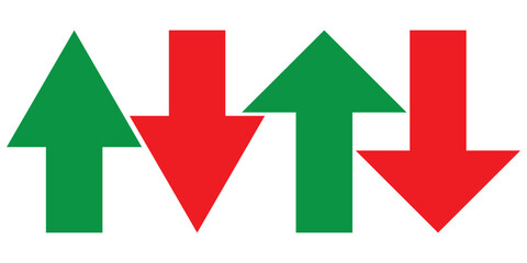 Canvas Print - green up and red down arrow icons with rounded edges. vector image.