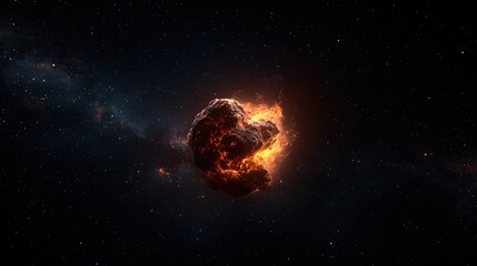 Wall Mural - Asteroid Blazing Through Deep Space, surrounded by Galaxy. Celestial event