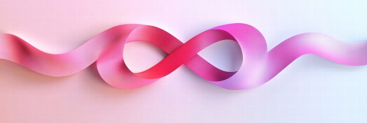 Aufkleber - Colorful abstract design featuring flowing ribbon shapes in shades of pink and red on a soft background. Generative AI
