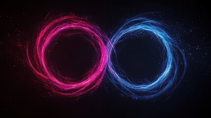 Poster - Energetic Swirls of Pink and Blue Light Creating Abstract Infinity Symbol on Dark Background
