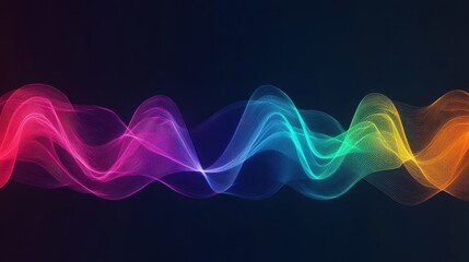 Poster - Vibrant Colorful Abstract Wave Patterns on Dark Background for Modern Digital Media and Artwork