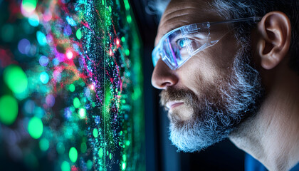Man examines digital data display