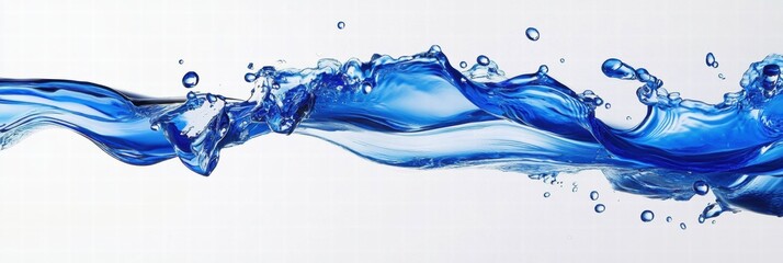 Aufkleber - Flowing blue water with splashes and bubbles against a light background. Generative AI