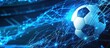 © MINHOO - Soccer ball with digital technology network on neon color background. AI generated image