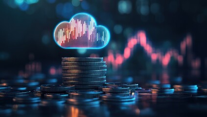 Poster - Cloud computing financial data on coins.