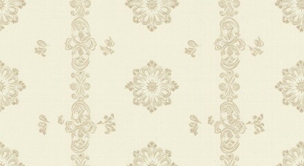 Poster - Ornamental textile: An elegant, symmetrical textile design, perfect for backgrounds and design elements, featuring ornate floral and scrolled patterns.