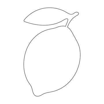 Lemon in one line art vector illustration  Minimalistic design Vector graphics.The lemon is drawn with one continuous line on a white background
