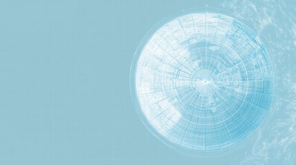 Fototapete - Digital representation of a spherical structure over tranquil water surface during a clear day. Generative AI