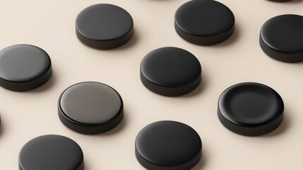 Black round objects pattern on neutral background