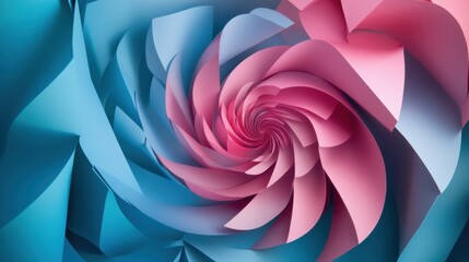 Poster - abstract geometric background with pink, blue paper, panoramic shot