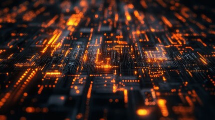 Poster - Futuristic Digital Brain Circuit: Illuminated Neural Network Technology Concept
