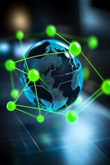 Poster - Worldwide Technological Connection Depicted by an Abstract Globe Design