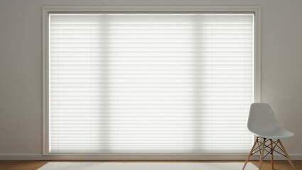 Poster - Cellular Shades. White blinds are closed in room by window