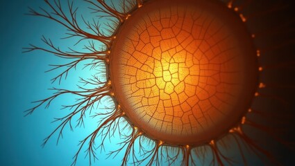Poster - Rnfl. Sun shines through tree - like structure in sky