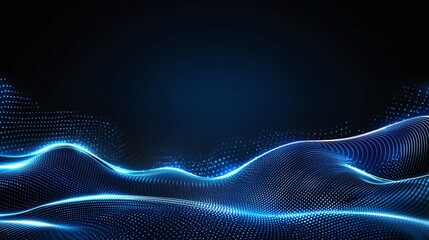 Poster - A captivating abstract background featuring flowing lines of glowing blue light against a dark backdrop, ideal for showcasing innovation and modern design.