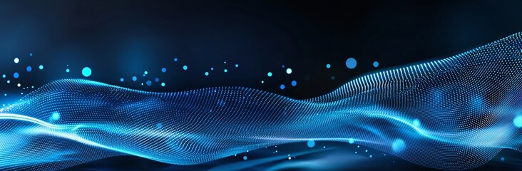 Poster - A captivating abstract representation of flowing blue waves adorned with sparkling dots