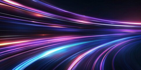 Poster - A captivating display of vibrant light trails creating a sense of speed and motion. The vivid colors blend seamlessly, evoking a futuristic atmosphere perfect for design projects.