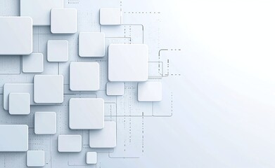 Poster - A clean, modern abstract composition featuring white geometric shapes on a light background. Ideal for technology, design, or corporate themes with a minimalist aesthetic.