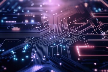 Poster - A close-up view of a vibrant circuit board with intricate designs and glowing connections