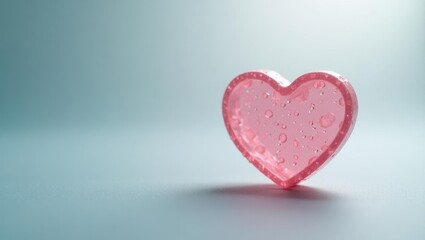 Poster - Adapalene. Heart shaped object is pink and has water droplets on it
