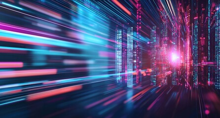 Poster - A dynamic and vibrant abstract representation of digital data streams