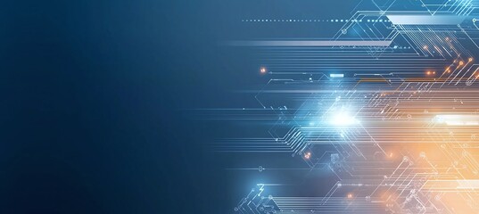 Poster - A futuristic digital background showcasing vibrant lights and dynamic patterns, perfect for tech-related themes and innovations. Ideal for presentations, websites, and branding.