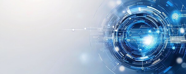 Aufkleber - A futuristic digital interface with glowing elements, representing advanced technology and innovation