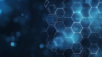 Poster - A futuristic hexagonal pattern with glowing blue elements, representing technology and innovation