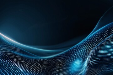 Poster - A mesmerizing abstract background featuring smooth waves and intricate dots in shades of blue, perfect for technology themes, digital art projects, and modern design applications.