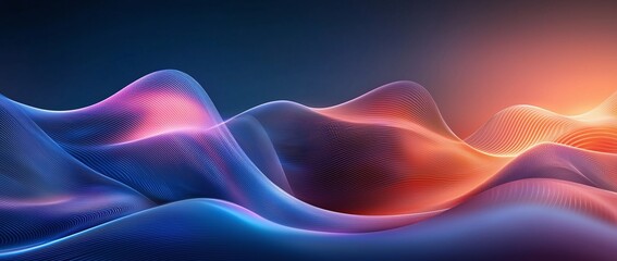 Poster - A mesmerizing abstract digital artwork featuring flowing waves of vibrant colors, creating a serene atmosphere. Perfect for backgrounds, wallpapers, and modern design applications.