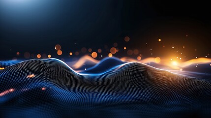 Poster - A mesmerizing abstract digital wave pattern illuminated by vibrant lights, showcasing the beauty of technology and innovation through a captivating interplay of colors and shapes.