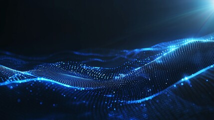 Poster - A mesmerizing blue light wave pattern that illustrates digital innovation and technology
