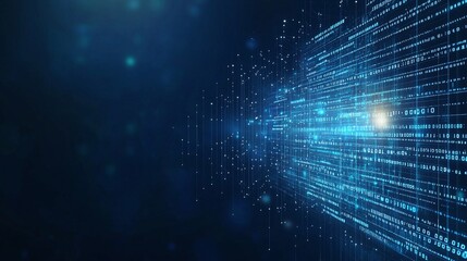 Poster - A mesmerizing visual of blue light streaks creating a dynamic flow. This image represents data movement, digital innovation, and modern technology concepts in a captivating way.