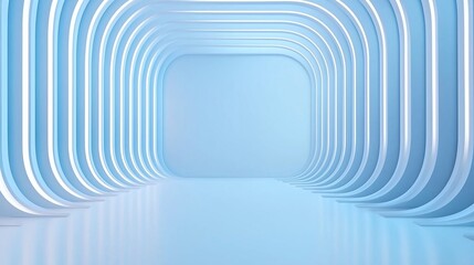 Poster - A modern, minimalistic interior space featuring smooth lines and soft blue lighting, creating an open and futuristic atmosphere ideal for presentations or creative projects.