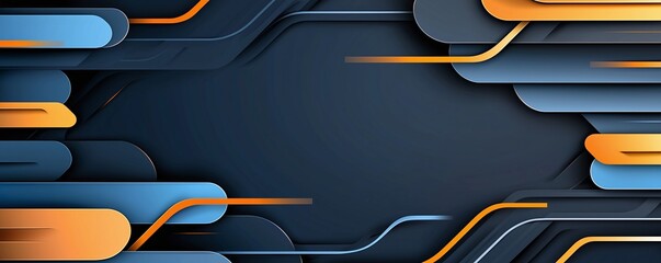 Poster - A modern abstract background featuring dynamic curves and lines in shades of blue and orange. Ideal for technology-related designs, presentations, and digital projects.