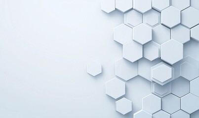 Poster - A modern and stylish geometric hexagonal pattern in white, creating a clean and minimalistic background ideal for various design applications and digital presentations.