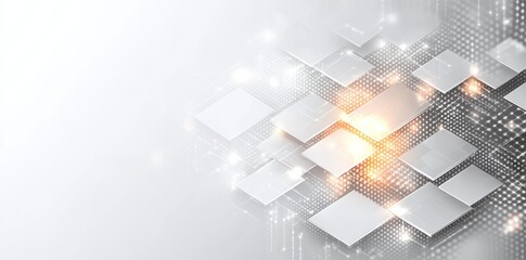 Poster - A modern digital background featuring abstract geometric shapes with a blend of light and shadow. This design is ideal for tech-related projects, presentations, or websites.
