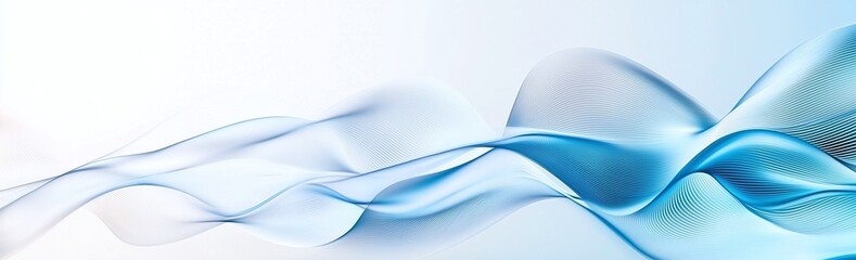 Poster - A serene and abstract digital background featuring smooth, flowing waves of blue and white, perfect for conveying tranquility and elegance in design projects.