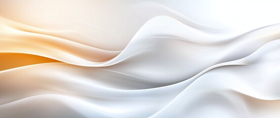 Poster - A smooth abstract background featuring flowing waves in soft shades of orange and white. Ideal for creative projects, presentations, or digital art. Versatile and elegant.