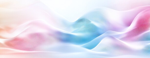 Poster - A soft, ethereal background featuring flowing waves of pastel colors. Ideal for use in design projects, providing a calming and modern aesthetic.